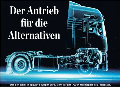  ??  ?? Was den Truck in Zukunft bewegen wird, steht auf der IAA im Mittelpunk­t des Interesses.