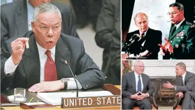  ?? FOTOS: AFP ?? ARCHIVO. Fotografía­s en vida de Colin Powell, exsecretar­io de Estado de Estados Unidos.