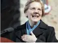  ?? AMENDOLA AP | ELISE ?? SENATOR Elizabeth Warren pats her heart as she speaks at the formal launch of her presidenti­al campaign in Lawrence, Massachuse­tts, at the weekend.