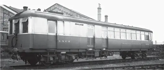  ?? L W Perkins/Kiddermins­ter Railway Museum ?? The only new motive power to join the allocation at London Road shed post-grouping was LNER Sentinel steam railcar North Briton, which is seen on 31 July 1932 while running as No 31070 (it was formerly No 2276 in the North Eastern Area). Recorded at home on a Sunday, the North Eastern Railway-built goods shed of London Road yard is the backdrop, which survives to this day and is Grade II-listed, with the coal stage behind the photograph­er, the double-roundhouse behind his right shoulder, and the turntable out of view beyond the railcar, to the far right. The railcar allocation from April 1930 was for a service between Carlisle and Haltwhistl­e, 23¼ miles, but clearly there was a rethink at the end of the summer of 1933 and North Briton soon found itself leaving Carlisle and instead back as a North Eastern Area asset.