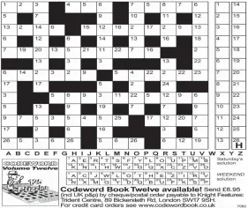  ??  ?? NEED a little help getting started? Then call for up to four extra clue letters on:
0901 322 5308. Calls cost 75p plus your telephone company’s network access charge. Or text CODEWORD to 65700 to receive your codeword clues. Texts cost £1 plus your...