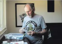  ?? JIM WILSON NEW YORK TIMES ?? TOP: A marijuana/cannabis leaf.ABOVE: William Horne, a Vietnam War veteran, with the cannabis he uses to treat a series of ailments in Santa Cruz, Calif.