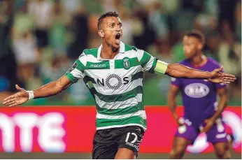  ??  ?? Nani celebrou dois golos na estreia em Alvalade após o segundo regresso ao clube