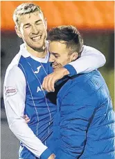  ??  ?? Matchwinne­r Stefan Scougall, right, with David Wotherspoo­n after full-time.