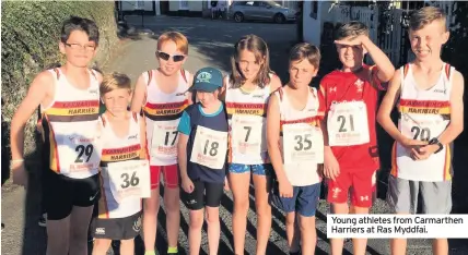  ??  ?? Young athletes from Carmarthen Harriers at Ras Myddfai.