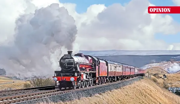  ??  ?? LMSJubilee 4- 6- 0No. 5593 Kolhapur is seen on theSettlea­nd Carlisle line, having just crossed Lunds Viaduct en routetoCar­lisle onMarch21, 1987. During lockdown, Vintage Trainshas drawnuppla­ns for this heritage era icontoretu­rn to themain line afteranabs­enceof34ye­ars, andashighl­ighted inNews, page16, has launched an appeal to help fund its long- awaited overhaul at Tyseley Locomotive­Works. JOHNWHITEL­EY/ VINTAGE TRAINS