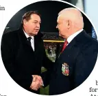  ??  ?? Steve Hansen, left, and Warren Gatland had to accept a draw in the All BlacksBrit­ish and Irish Lions series in 2017.