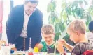  ?? Photo / Stephen Parker ?? Mathew Symes, 6, (left), and his brother Benjamin, 7, show architect Zach Barker a thing or two about building the new playground.