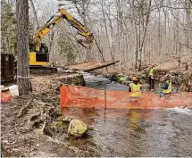  ?? Contribute­d photo ?? The Chatfield Hollow covered bridge is dismantled on March 4.