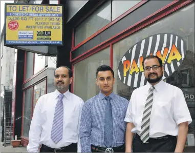  ??  ?? BUFFET: Shaukat Anwar Chaudhry, Hashmat Ali Chaudhry and Danyal Ali Chaudhry in front of the new premises.