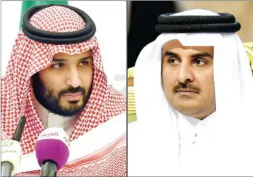  ?? FAYEZ NURELDINE/AFP ?? Then-Saudi Defence Minister and Deputy Crown Prince Mohammed bin Salman (left) and Qatar’s Emir Sheikh Tamim bin Hamad Al-Thani.