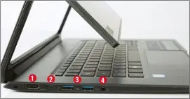  ??  ?? en el lateral izquierdo el Acer tiene un conector HDMi 1 , un puerto uSb-C 2 , dos conexiones uSb 3.0 3 y una salida miniJack de auriculare­s 4 .