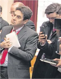  ?? PHOTO: COLLINS ?? Press conference: Richard Bruton TD following the publicatio­n of a report on the NBP.