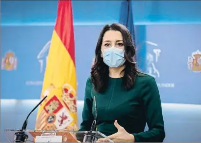  ?? EP ?? Inés Arrimadas va anunciar dijous al Congrés el no de Ciutadans als pressupost­os de l’Estat