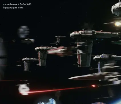  ??  ?? a scene from one of The Last Jedi’s impressive space battles