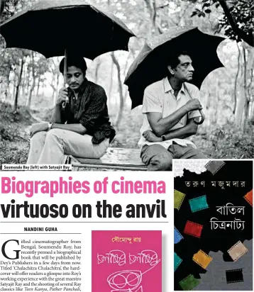  ??  ?? Soumendu Roy (left) with Satyajit Ray