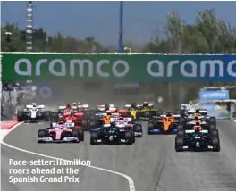  ??  ?? Pace-setter: Hamilton roars ahead at the Spanish Grand Prix