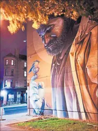  ?? ?? Artist Smug’s mural of St Mungo in Glasgow and, below, Rogue One’s Billy Connolly