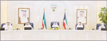  ?? KUNA photo ?? HH the Prime Minister Sheikh Jaber Al-Mubarak Al-Sabah chairs the Cabinet meeting on Monday.