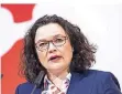  ?? FOTO: IMAGO ?? „Das ist ein Unding“: SPD-Vorsitzend­e Andrea Nahles.