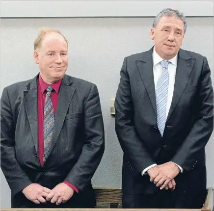  ?? Photo: PHIL REID/FAIRFAX NZ ?? Taxman prevails: David Rowley, left, and Barrie Skinner were found guilty on fraud charges in the High Court at Wellington.