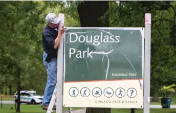  ?? PAT NABONG/ SUN- TIMES ?? The Chicago Park District voted Wednesday to rename Douglas Park, 1401 S. Sacramento Blvd., in honor of former slave and abolitioni­st Frederick Douglass and his wife, Anna Murray- Douglass.