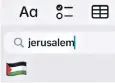 ?? ?? Type ‘Jerusalem’ using the new software and you get an emoji of Palestinia­n flag