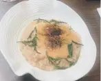  ??  ?? Brown crab risotto with Cafe de Paris.