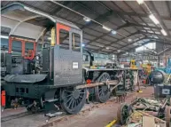  ?? JOHN TITLOW ?? The rolling chassis and smokebox of No. 42968 inside Bridgnorth shed on January 27. All this must be cleared before roof works can commence.