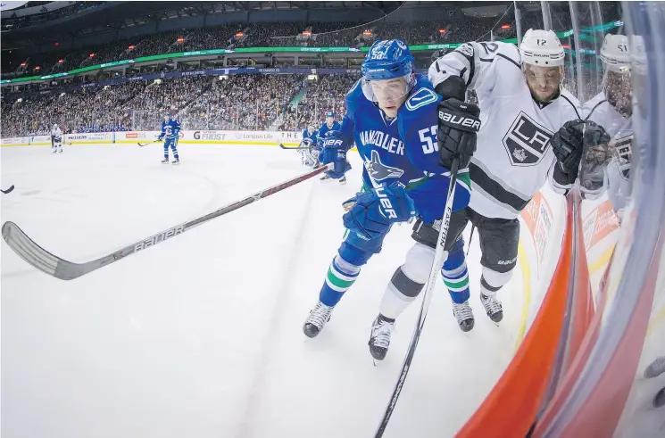  ?? — CP FILES ?? The Canucks are looking to lock up hard-working centre Bo Horvat, left, who led the Canucks in scoring last season while maturing into an excellent two-way player.