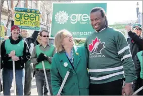  ?? Postmedia News ?? Georges Laraque, pictured with Green Party of Canada leader Elizabeth May, emphasizes
that he had not committed fraud and says details will come out in court.