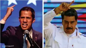  ??  ?? Guaidó, Maduro. Un país, dos presidente­s y una legitimida­d cuestionad­a.