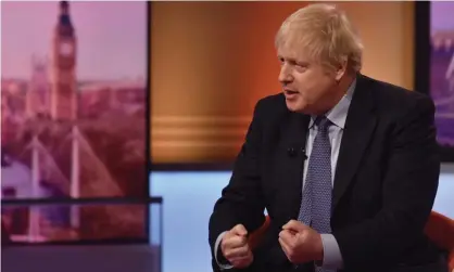  ??  ?? Boris Johnson on the Andrew Marr Show, where he couldn’t even manage a passable imitation of himself. Photograph: Jeff Overs/BBC/PA