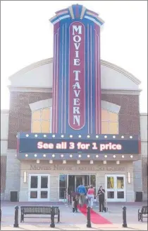  ?? MEDIANEWS GROUP FILE PHOTO ?? The Movie Tavern theaters in Montgomery and Chester counties are reopening this weekend — after being closed for five months. The theaters reopen today — with new occupancy and safety procedures in place. This file photo shows a view of the facade of the Movie Tavern in the Providence Town Center, shortly after its July 2011 opening.