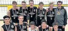  ?? SUBMITTED PHOTO ?? The Adam Scott Lions senior boys volleyball team won the COSSA championsh­ip on Wednesday in Madoc. Team members include: (front l-r) Nate Hanson, Cameron Julie, Bryan Humber, Mitchell Churipuy, Cameron Tutert; (back l-r) Mike Mann, Jeff Commerford,...