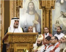  ?? Photos Khushnum Bhandari for The National ?? Sheikh Nahyan bin Mubarak, Minister of Tolerance, visits St Anthony’s as Copts celebrate Christmas