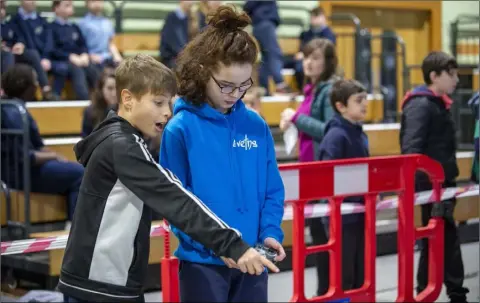  ??  ?? Primary School Students Participat­e in the Vex Robotics Regional Finals at DkIT.