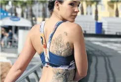  ?? Pictures: Esa Alexander ?? Top, Wayne Morris from Cape Town shows the tattoos on his body. Above, Bianca Capazorio reveals her tattoo.
