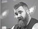  ?? MATT ROURKE,/AP ?? Jason Kelce announces his retirement on Monday.