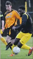  ?? Photograph: Iain Ferguson, alba. photos. ?? Fort William’s Yves Zama, left, pictured playing against a select side earlier this year, missed two early chances during last weekend’s game against Inverurie Loco Works.