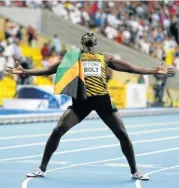  ??  ?? I’M DA MAN!: Usain Bolt in typical pose after a victory sprint