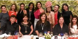  ??  ?? Maurice Arcache, Joanne Rae Ramirez, Alice Eduardo, Thelma San Juan, Melba Solidum Standing: Nicole Ortega, Small Laude, Carol Garcia, Sharm Hiranand, Cristalle Belo-Pitt, Sea Princess, Cris Albert, Veronica Marfori