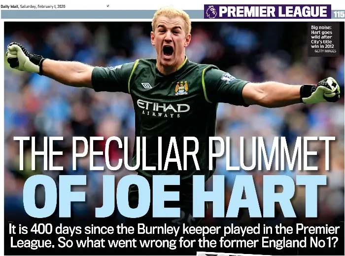  ?? GETTY IMAGES ?? Big noise: Hart goes wild after City's title win in 2012