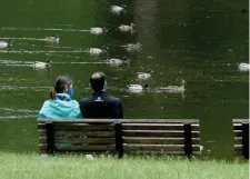  ??  ?? DUCKY DAY: Sunday was a cooler day than Saturday but not bad to watch the water fowl swim by in the Public Garden.