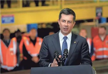  ?? JOHN MINCHILLO/AP, FILE ?? “What we’ve seen is, overall, outside of extreme weather events, a general improvemen­t in terms of cancellati­ons and delays,” Transporta­tion Secretary Pete Buttigieg said of commercial air travel.