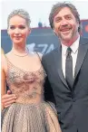  ??  ?? Jennifer Lawrence, and Javier Barden star in ‘Mother!’. (Claudio Onorati/ ANSA via AP)