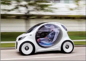  ?? AP ?? Daimler’s self driving concept car, shown in this photo provided by the company, will be displayed starting today at the Frankfurt Internatio­nal Motor Show.