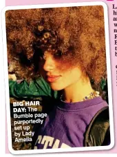  ??  ?? BIG HAIR DAY: The Bumble page purportedl­y set up by Lady Amelia