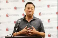  ?? Ned Gerard / Hearst Connecticu­t Media file photo ?? State Attorney General William Tong speaks during a meeting at the Burroughs Community Center, in Bridgeport on Sept. 2, 2021.