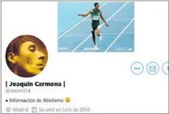  ??  ?? La cabecera de la cuenta de Twitter de Joaquín Carmona.